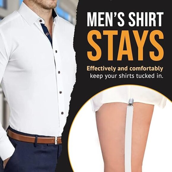 HOLD'EM Shirt Stay for Men Police Military Non Slip Clips - White Straight - Picture 2 of 7